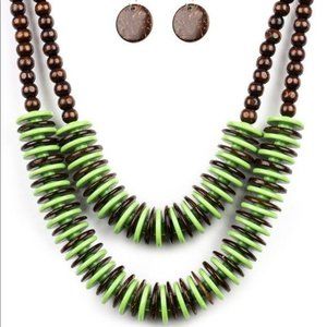 Dominican Disco – Green Necklace Earrings Set